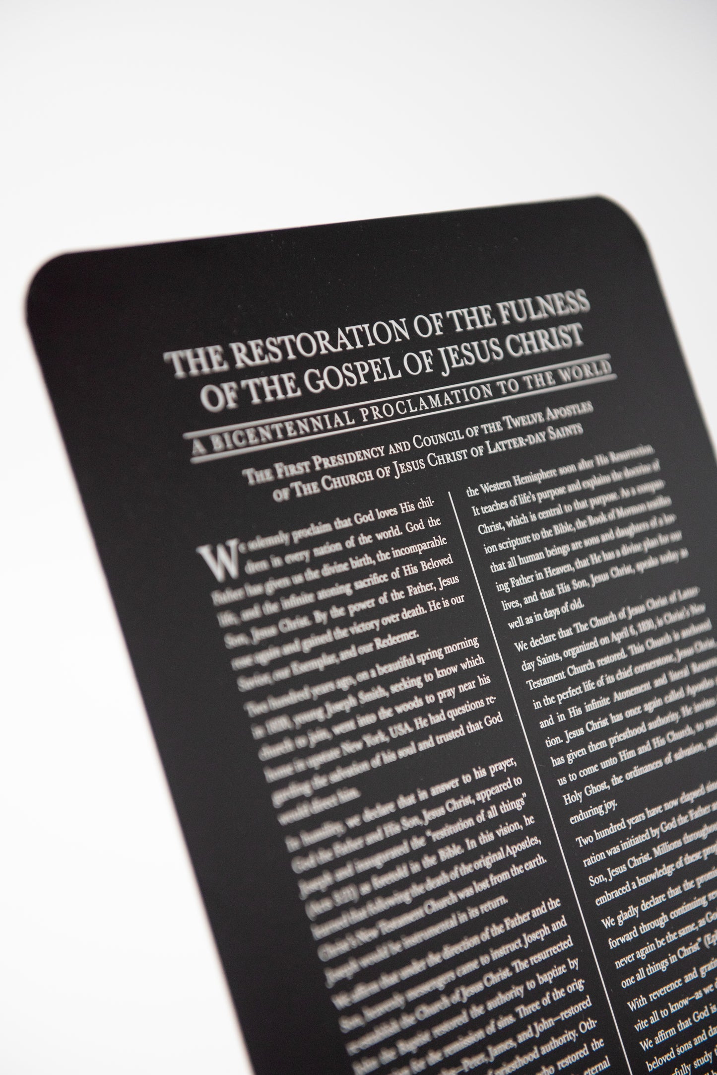The Restoration of the Fullness of the Gospel of Jesus Christ