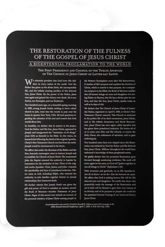 The Restoration of the Fullness of the Gospel of Jesus Christ